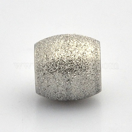 Gros trou 202 perles texturées en fût en acier inoxydable STAS-O048-28-1