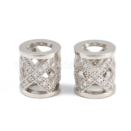 Messing Micro Pave klare Zirkonia europäische Perlen&nbsp;CU-CBA6A75-25P-1