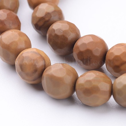 Pétrifiés bois brins de perles naturelles G-UK0001-82F-6mm-1