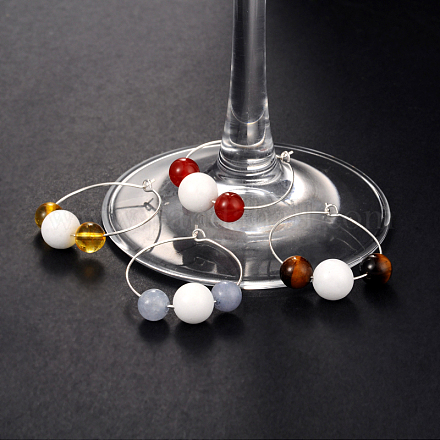 Natursteinmischweinglas Charme AJEW-JO00035-1