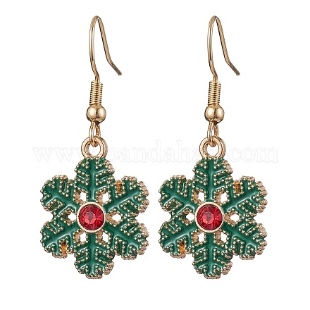 Серьги с подвесками из сплава на рождественскую тематику со стразами EJEW-JE05830-01-1