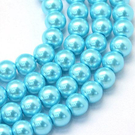Backen gemalt pearlized Glasperlen runden Perle Stränge HY-Q003-10mm-48-1