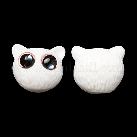 Perles en forme de chat en résine opaque avec oeil en verre RESI-D050-17A-1
