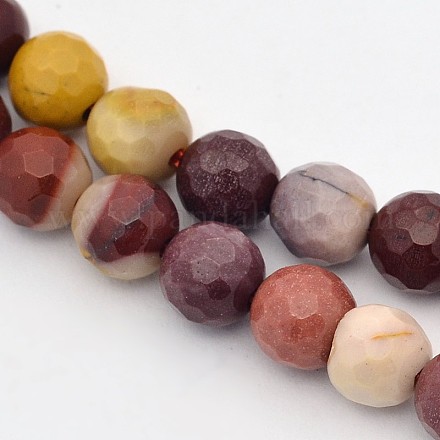 Faceted Round Natural Mookaite Beads Strands G-E302-062-6mm-1