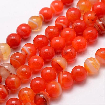 Natural Striped Agate/Banded Agate Bead Strands G-G880-02-8mm-1