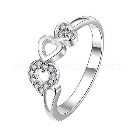 Classic Heart Brass Cubic Zirconia Finger Rings RJEW-BB06087-8D-1