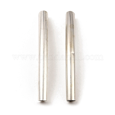 真鍮製チューブビーズ  カーブチューブ  プラチナ  49.5x5mm  穴：4mm KK-D040-05P-1