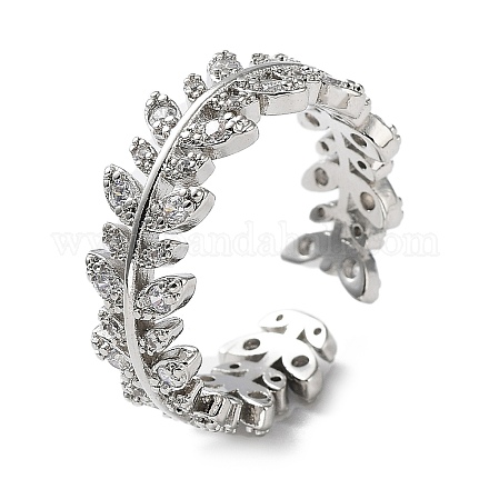 Открытые манжеты из латуни с микропаве и прозрачным цирконием для женщин&nbsp;LS-RJEW-G296-02P-1