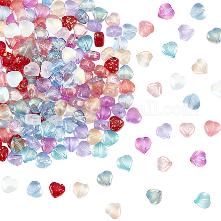 PandaHall Elite 200Pcs 10 Colors Transparent Spray Painted Glass Beads ENAM-PH0008-22-1