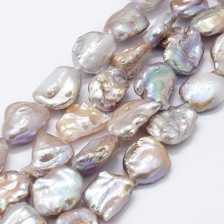 Hebras de perlas keshi de perlas barrocas naturales PEAR-K004-44-1