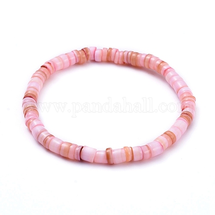 Braccialetti con perline elasticizzati in conchiglia naturale BJEW-JB05183-01-1