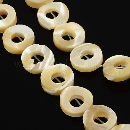 Ring Natural White Shell Beads Strands BSHE-Q025-10-1