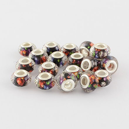 Large Hole Printed Acrylic European Beads OPDL-R114-09A-1