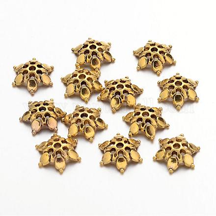 Antique Golden Tone Tibetan Style Flower Bead Caps X-GLF0271Y-NF-1