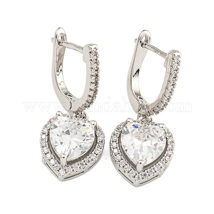 Серьги-кольца из латуни с микропаве из кубического циркония EJEW-H310-02P-1