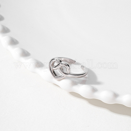 Простое полое регулируемое кольцо в форме сердца из стерлингового серебра для женщин IH8373-2-1