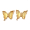 Brass Pave Faceted Glass Connector Charms, Golden Tone Butterfly Links, Gold, 20x22x5mm, Hole: 1.2mm