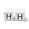 Wood European Beads, Large Hole Beads, Cube with Letter, Letter H, 30.5x30.5x29.5~30.5mm, Hole: 5mm