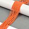 Imitation Jade Glass Beads Strands, Faceted, Rondelle, Orange Red, 2.9~3.3x2~2.5mm, Hole: 0.5mm, about 158~162pcs/strand, 13.1~13.8
