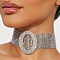 Alloy Full Rhinestone Oval Choker Necklaces for Women, Silver Color Plated, Crystal, 11.81 inch(30cm)