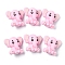 6Pcs Silicone Beads, Elephant, Pink, 25.5x30x16.5mm, Hole: 2mm