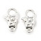 Brass Lobster Claw Clasps, Flower, Silver, 24x13x6.5mm, Hole: 2.4mm