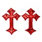 Computerized Embroidery Cloth Iron on/Sew on Patches, Costume Accessories, Appliques, Cross, Red, 110x75x1.5mm