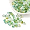 94Pcs Cat Eye Beads, Drawbench Style, Round, Gold Foil, Lime Green, 5.5mm, Hole: 1mm, 47pcs/bag