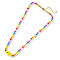 Porcelain Fish Pendant Rainbow Color Glass Beaded Necklaces for Friends and Couples, Golden, Yellow, 16.54 inch(42cm)
