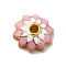 Multi-Petal Alloy Enamel Bead Caps, Cadmium Free & Lead Free, Golden, Flower, Pearl Pink, 7.5x2mm, Hole: 1.4mm