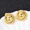 304 Stainless Steel Stud Earrings, Flat Round, Ion Plating(IP), Real 14K Gold Plated, 22.5x22.5mm