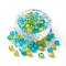 5 Colors Spray Painted & Baking Painted Crackle Glass Beads, Round, Mixed Color, 8mm, Hole: 1.3~1.6mm