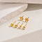 Elegant 201 Stainless Steel Snowflake Stud Earring Sets, Golden, 3~7mm