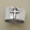 Cross Pattern Alloy Finger Rings, Antique Silver, US Size 7(17.3mm)