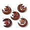 Natural Mookaite Pendants, Moon with Star Charms, with Copper Wire Loops, Platinum, 36~37x27~28x7.5~8mm, Hole: 4mm