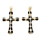 Brass Enamel Pendants, Real 18K Gold Plated, Long-Lasting Plated, Cross, Black, 32.5x21.5x3.5mm, Hole: 5x3mm