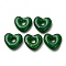 Handmade Lampwork Beads, Large Hole Beads, Heart, Dark Green, 14x15x5mm, Hole: 4mm
