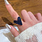 Heart Brass with Acrylic Finger Rings for Women, Golden, Black, Heart: 21x20mm, Inner Diameter: 18mm