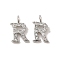 Initial Letter Brass Micro Pave Cubic Zirconia Pendants, Letter R, 9~10x4~10x1.5~2mm, Hole: 1.5mm