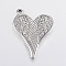 Non-Tarnish 304 Stainless Steel Pendants, Heart with Wing, Stainless Steel Color, 36x28x3.5mm, Hole: 2.5mm