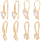 16Pcs 4 Style Brass Earring Hooks, Ear Wire with Cubic Zirconia and Horizontal Loops, Real 18K Gold Plated, 17~23x3~17mm, Hole: 1.2~2mm, Pin: 0.7~1.5mm, 4Pcs/style