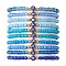10Pcs 10 Styles Blue Color Palette Glass Seed Beaded Stretch Bracelets Sets, Evil Eye Alloy Enamel Stackable Bracelets for Women, Mixed Color, Inner Diameter: 2-1/8 inch(5.5cm), 1pc/style