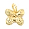 Brass Charms, Butterfly, Long-Lasting Plated, Rack Plating, with Jump Ring, Real 18K Gold Plated, 9x10.5x1.5mm, Hole: 3mm
