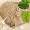 Alloy & Natural Abalone/Paua Shell Pendant Necklaces & Dangle Earrings Sets, Golden, Sun, 45mm