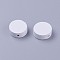 Natural Wood Beads, Dyed, Flat Round, White, 14.5~15x5.5~6mm, Hole: 1mm