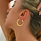201 Stainless Steel Classic Elegant Irregular Texture Large Ring Hoop Earrings, Golden, 35mm