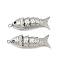 Brass Micro Pave Cubic Zirconia Pendants, Fish Charms, Platinum, 28.5x8x7mm, Hole: 1mm