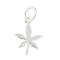 925 Sterling Silver Maple Leaf Charms, with Jump Rings and 925 Stamp, Silver, 14x7.5x1mm, Hole: 2.5mm