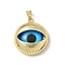 Brass Resin Pendants, Flat Round with Eye, Long-Lasting Plated, Rack Plating, Cadmium Free & Lead Free, Real 18K Gold Plated, 23.5x21x6mm, Hole: 4.5x3.5mm
