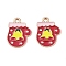 Christmas Alloy Enamel Pendants, Light Gold, Gloves, 19x15x1.5mm, Hole: 1.8mm